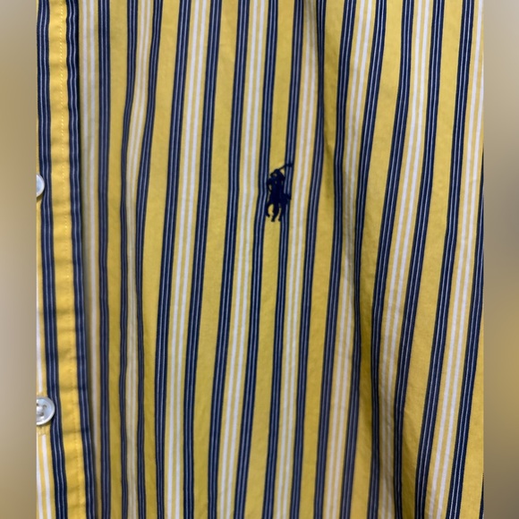 Ralph Lauren Shirt Mens Medium Long Sleeve Cotton Yellow Stripes Collar Classic - Picture 2 of 13